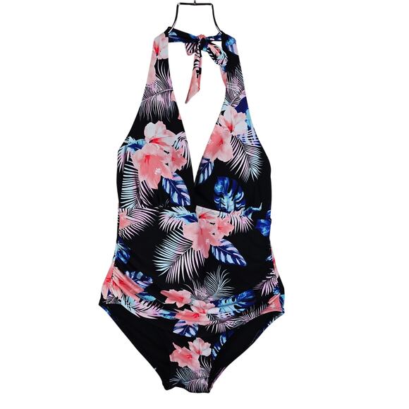 DKNY UPF/SPF Protection Tummy Control No Underwire One Piece SwimSuit XXL NWT - Picture 1 of 6